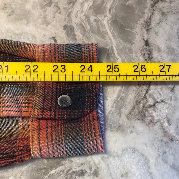 Tailor Vintage Mens Maple Lodge Plaid Performance Stretch Flannel Shirt Orange S - Picture 10 of 10